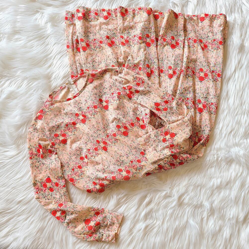 Vintage Handmade Floral Dress Prairie Cottagecore Coquette Long Sleeve Midi Boho